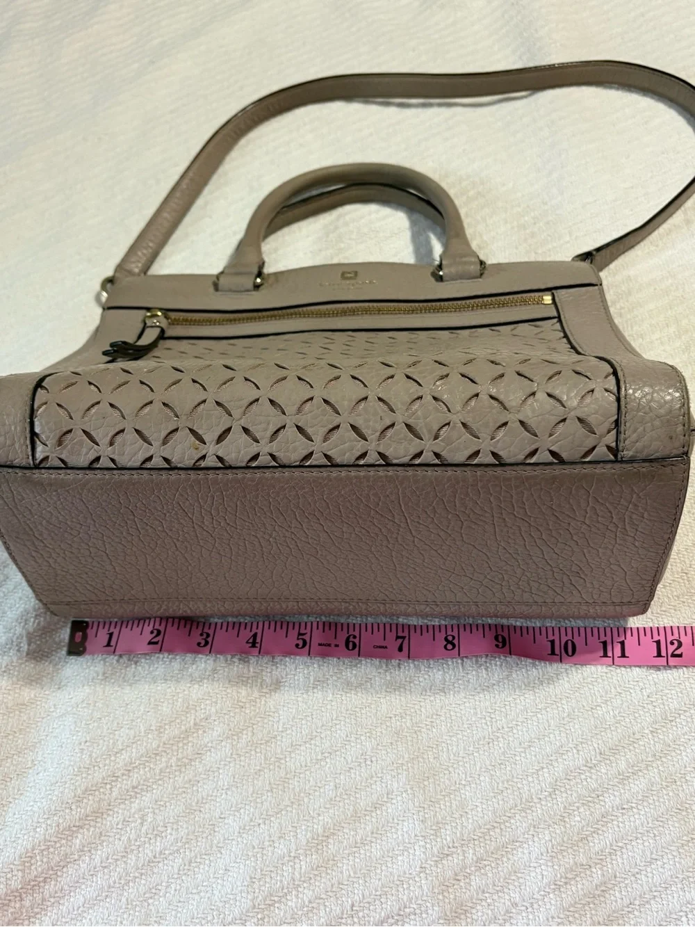 Kate Spade Romy Perri Lane Beige Leather Boho Western Chic Satchel Purse